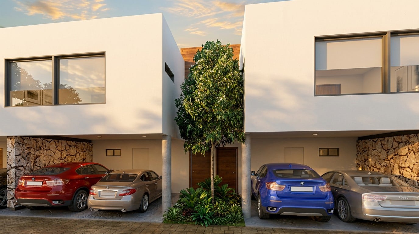 Calle interior de la privada Zamia Living en Mérida